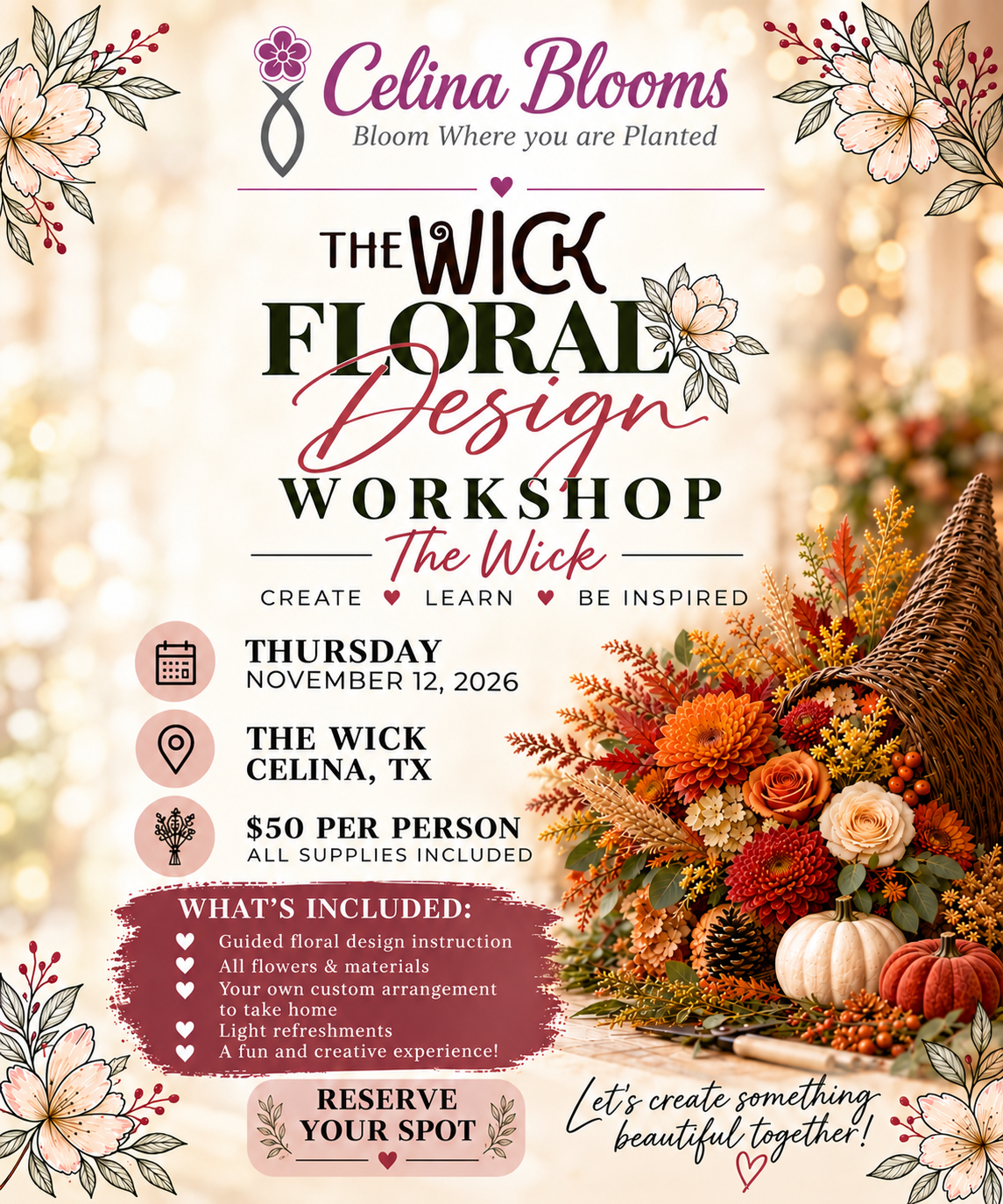 Floral Design, Cornucopia Class Ticket