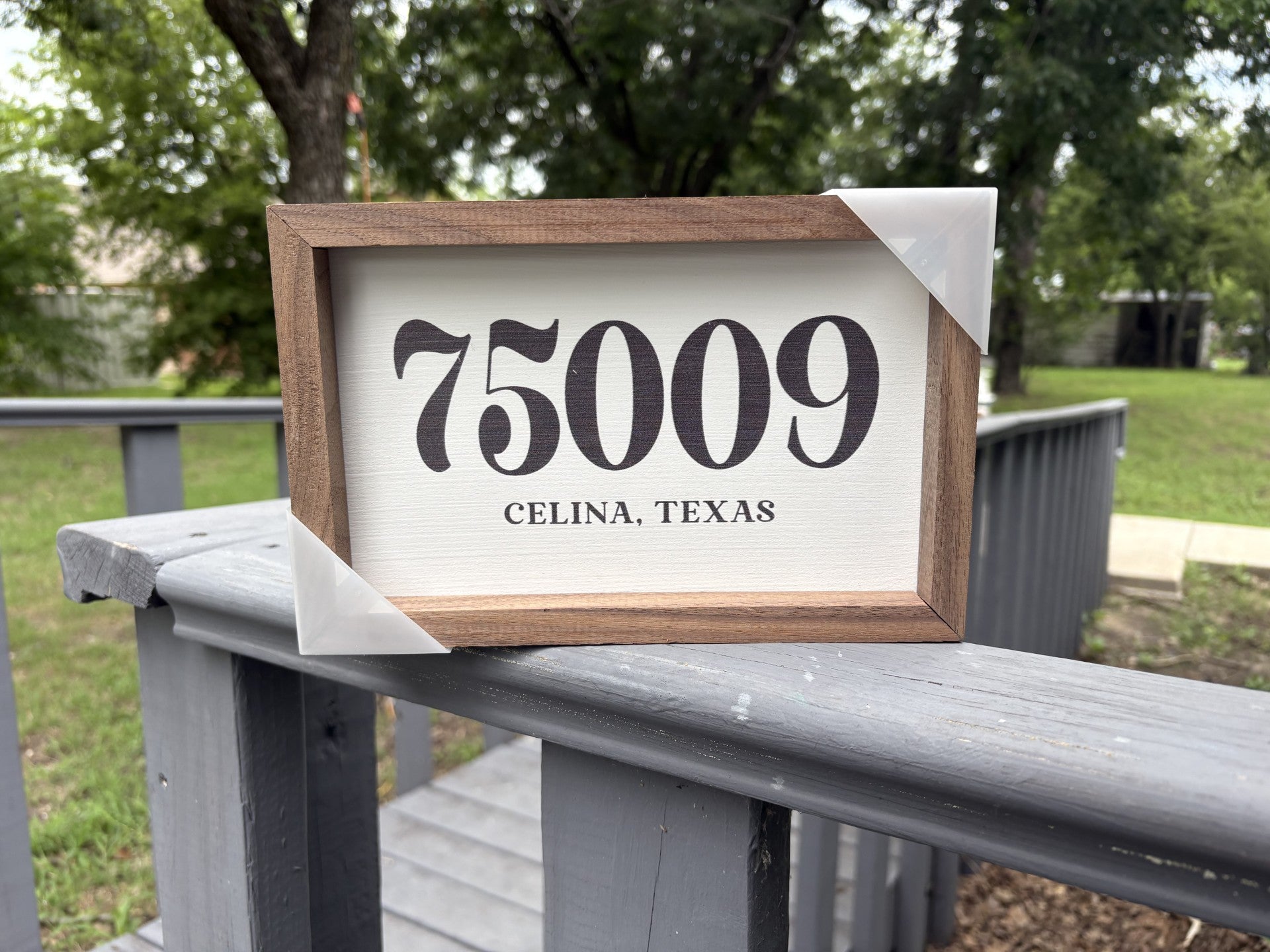 Celina, TX 75009 Framed ZIP Code Sign | 8" x 5" Rustic Hometown Decor